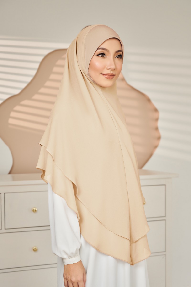 (AS-IS) Nageena Khimar in Caramel Brown